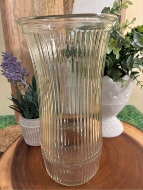 Hoosier Ribbed Bee Hive Clear Glass Vase - Decorative Home Accent